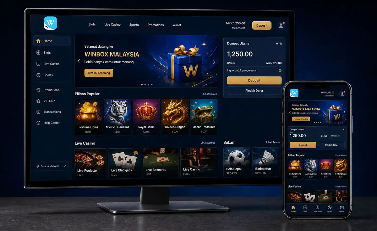 Winbox Malaysia online casino platform on desktop and mobile