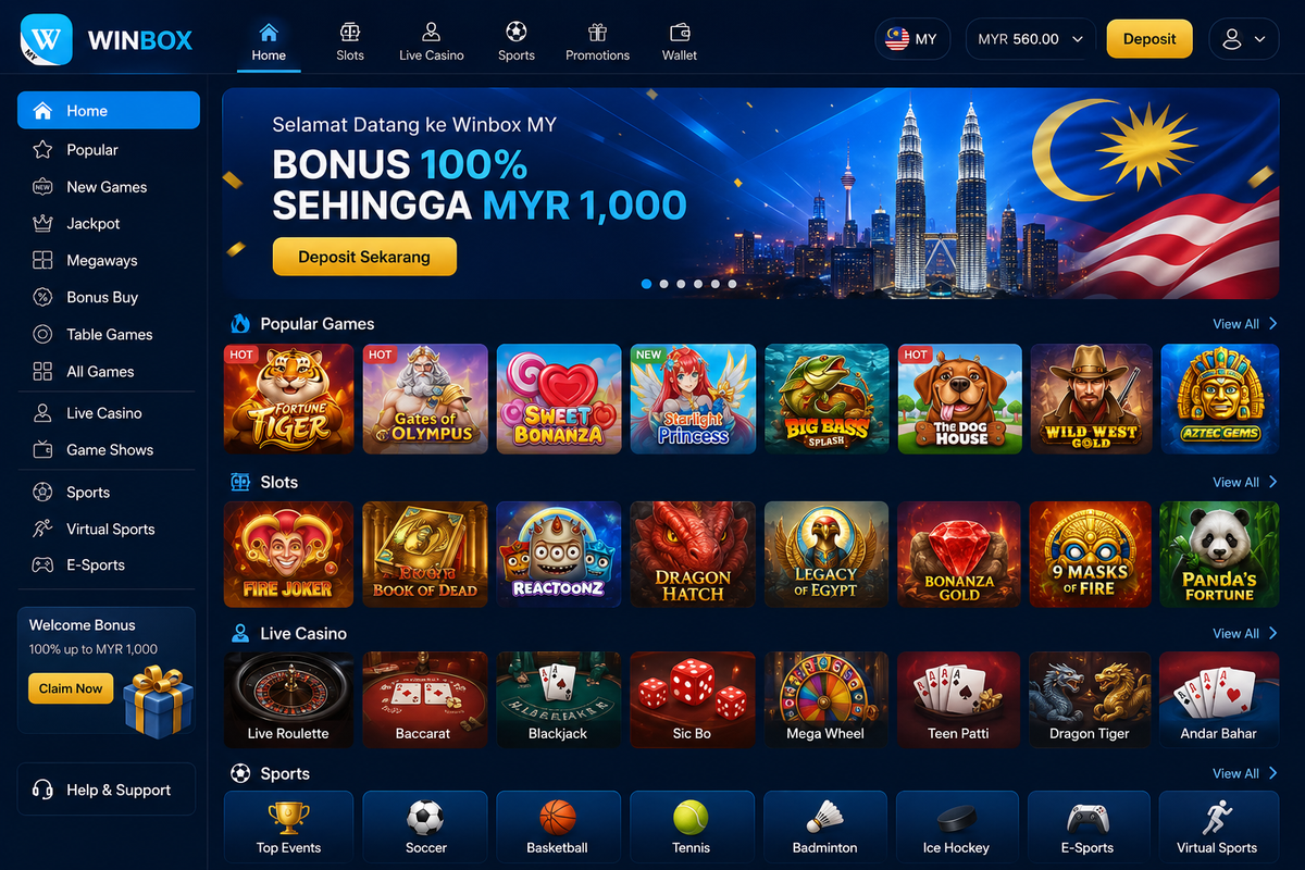 Winbox online casino game lobby Malaysia
